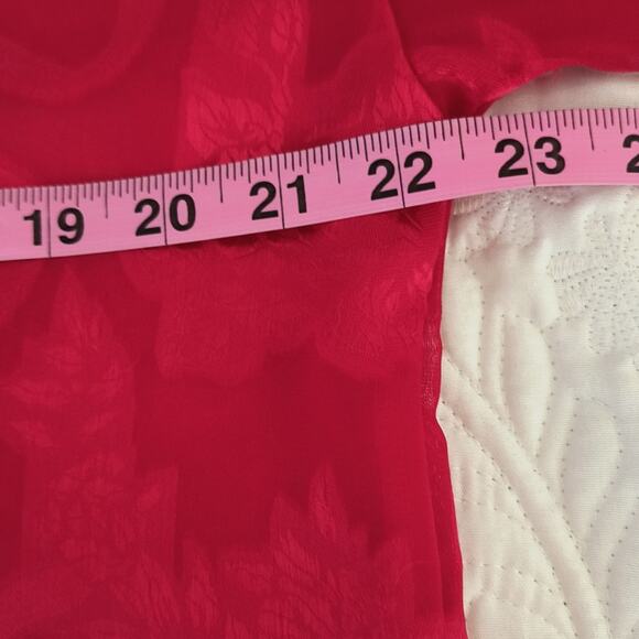 VICTORIA’S SECRET Tunic Top Women's Sz M Red  Sheer Chiffon Long Sleeve Vintage - Picture 7 of 11